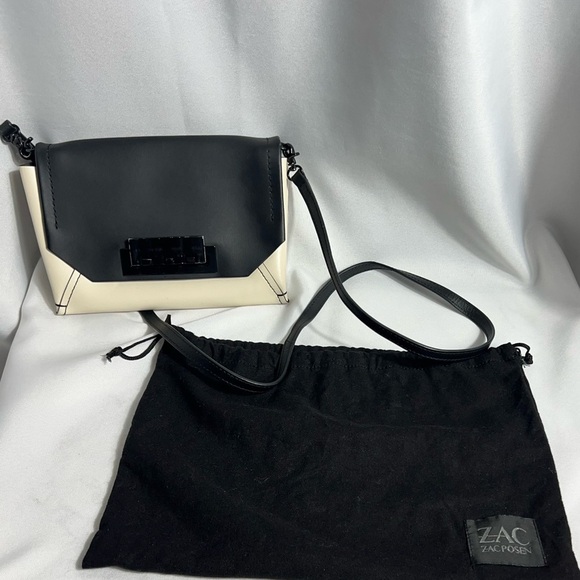 ZAC Zac Posen Handbags - ZAC Zac Posen Crossbody With Dust Bag Black/White Soft Leather Turn Lock Closure